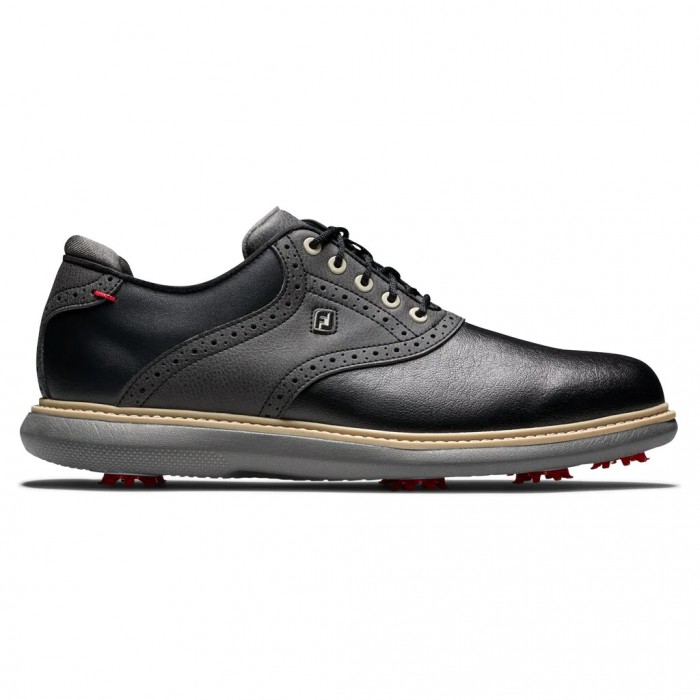 Black Men\'s Footjoy Traditions Spiked Golf Shoes | US-56914RO