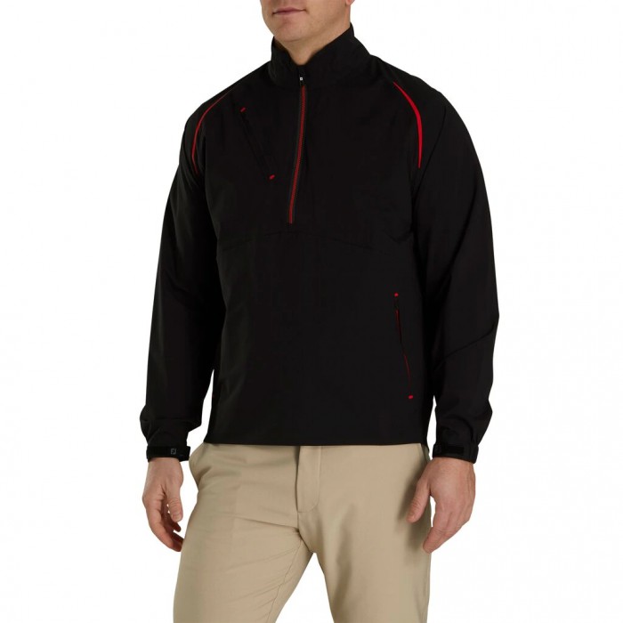 Black / Red Men's Footjoy Select LS Rain Jacket | US-57932AX