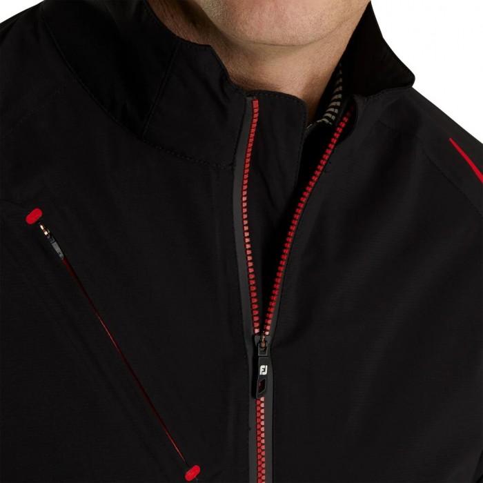 Black / Red Men's Footjoy Select LS Rain Jacket | US-57932AX