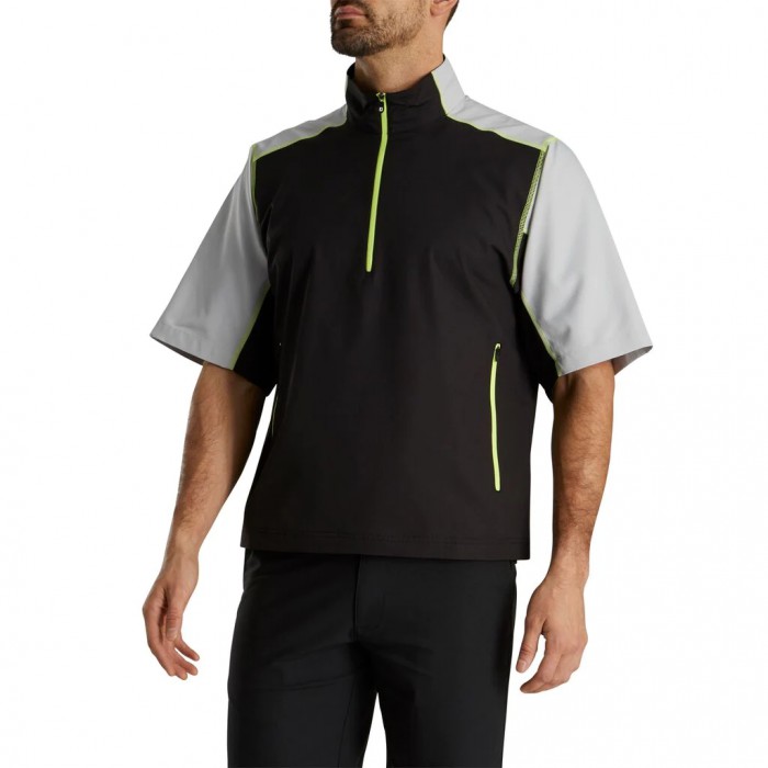 Black / Silver / Lime Men's Footjoy Short Sleeve Sport Windshirt | US-54197XH