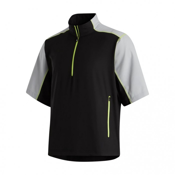 Black / Silver / Lime Men\'s Footjoy Short Sleeve Sport Windshirt | US-54197XH