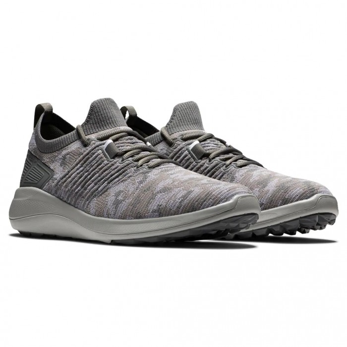 Camo Grey Men's Footjoy Flex XP Spikeless Golf Shoes | US-12483RD