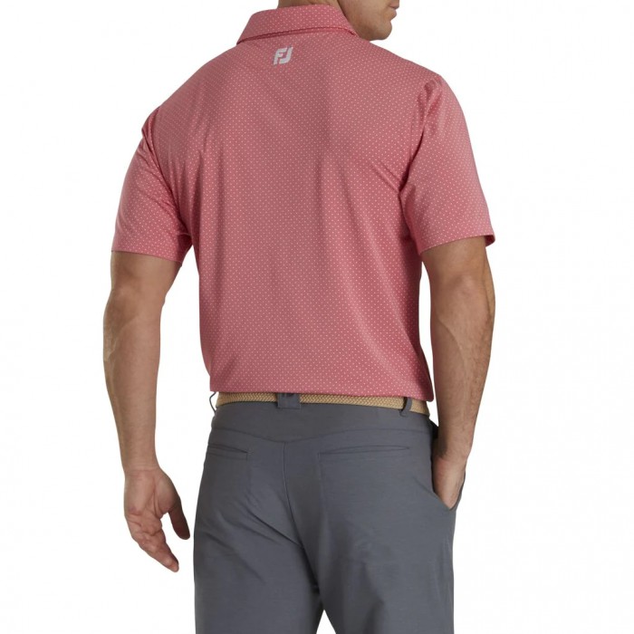 Cape Red / White Men's Footjoy Stretch Lisle Dot Print Self Collar Shirts | US-32109KO