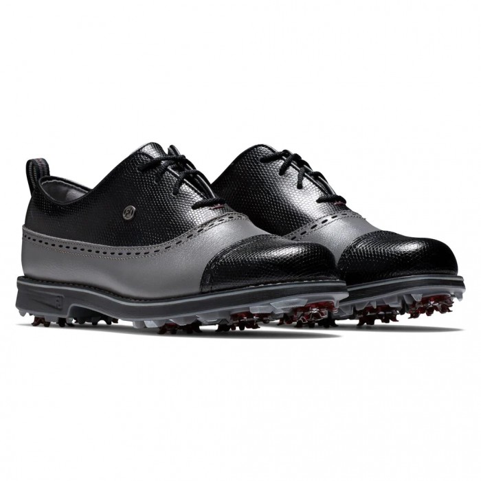 Charcoal / Black Women's Footjoy Premiere Series - Cap Toe Spiked Golf Shoes | US-02697XO