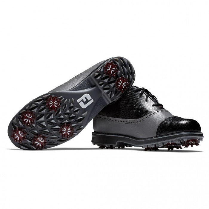 Charcoal / Black Women's Footjoy Premiere Series - Cap Toe Spiked Golf Shoes | US-02697XO