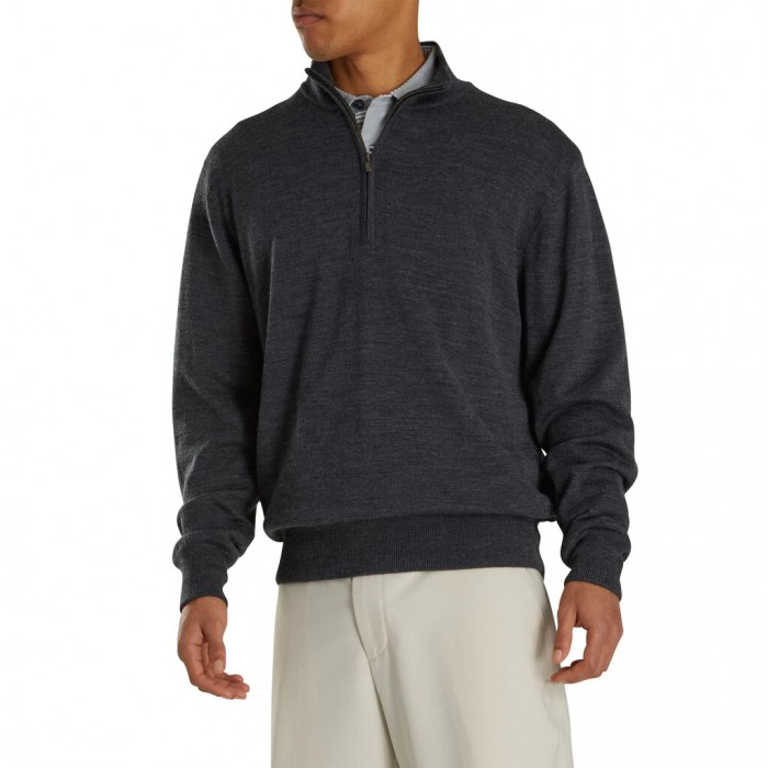 Charcoal Heather Men's Footjoy Lined Performance Sweater Jacket | US-81072BL