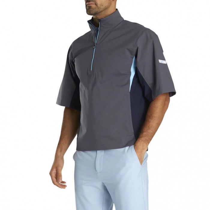 Charcoal / Navy Men's Footjoy HydroLite Short Sleeve Shirts | US-16985PI