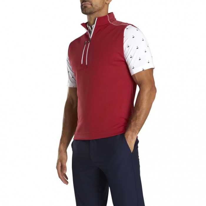 Crimson Men's Footjoy Half-Zip Heather Blocked Vest | US-20837XH