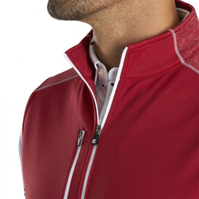 Crimson Men's Footjoy Half-Zip Heather Blocked Vest | US-20837XH