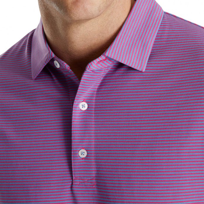 Dusty Navy / White Men's Footjoy Pinstripe Jersey Shirts | US-68072DY