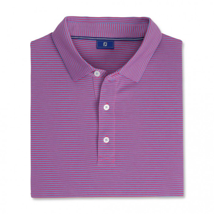 Dusty Navy / White Men's Footjoy Pinstripe Jersey Shirts | US-68072DY