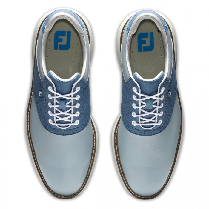 Grey / Blue Men's Footjoy Traditions Spiked Golf Shoes | US-78904VC