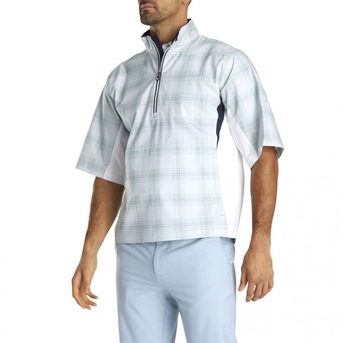 Grey Check / White Men's Footjoy HydroLite Short Sleeve Shirts | US-80647QK