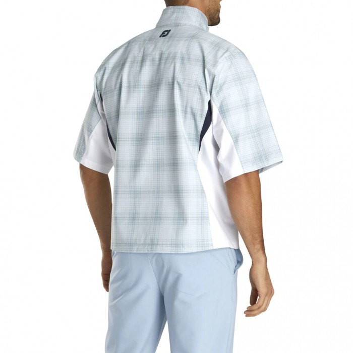 Grey Check / White Men's Footjoy HydroLite Short Sleeve Shirts | US-80647QK