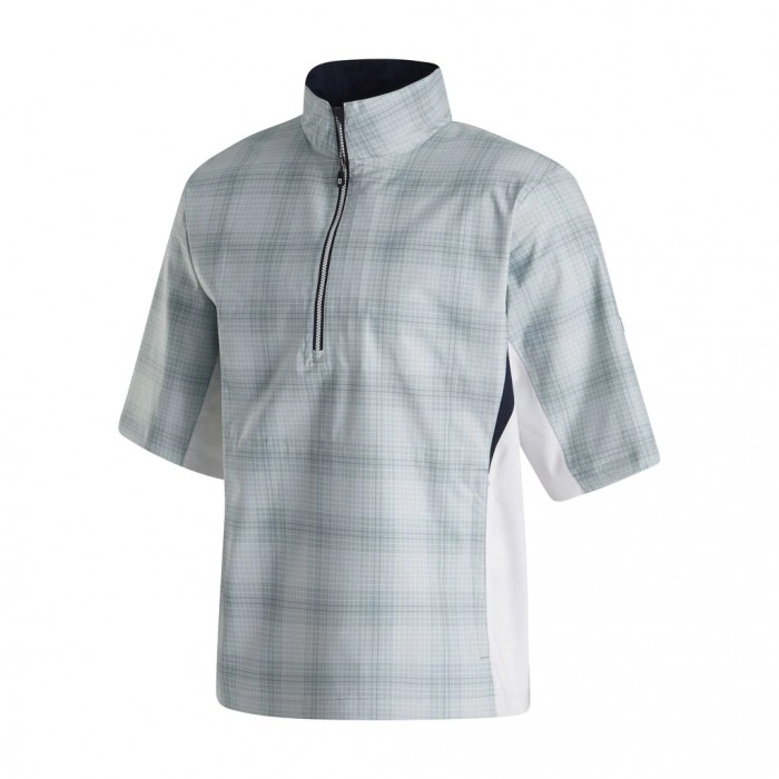 Grey Check / White Men\'s Footjoy HydroLite Short Sleeve Shirts | US-80647QK