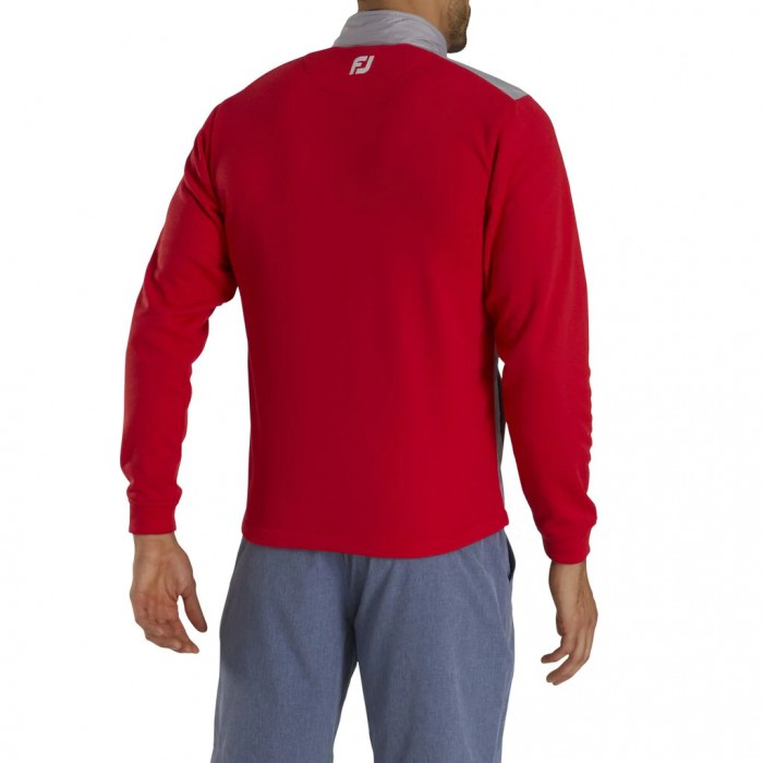 Grey / Red Men's Footjoy Full-Zip Hybrid Jacket | US-50617RJ