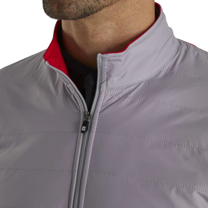 Grey / Red Men's Footjoy Full-Zip Hybrid Jacket | US-50617RJ
