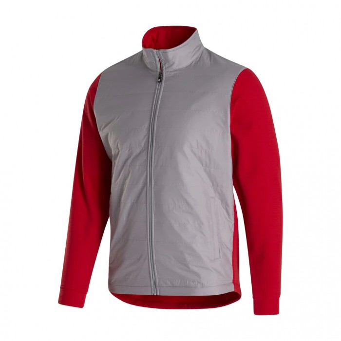 Grey / Red Men\'s Footjoy Full-Zip Hybrid Jacket | US-50617RJ