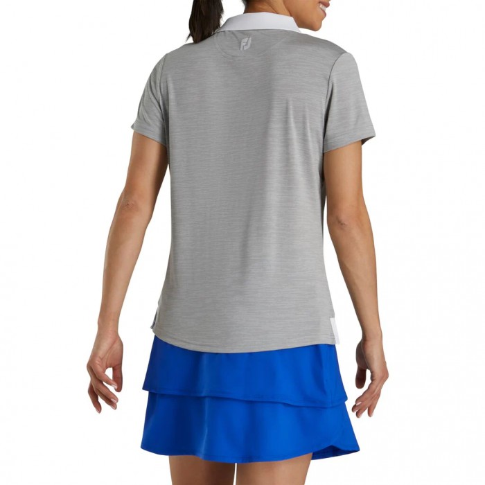 Grey / White Women's Footjoy Open Placket Space Dye Shirts | US-03612CG