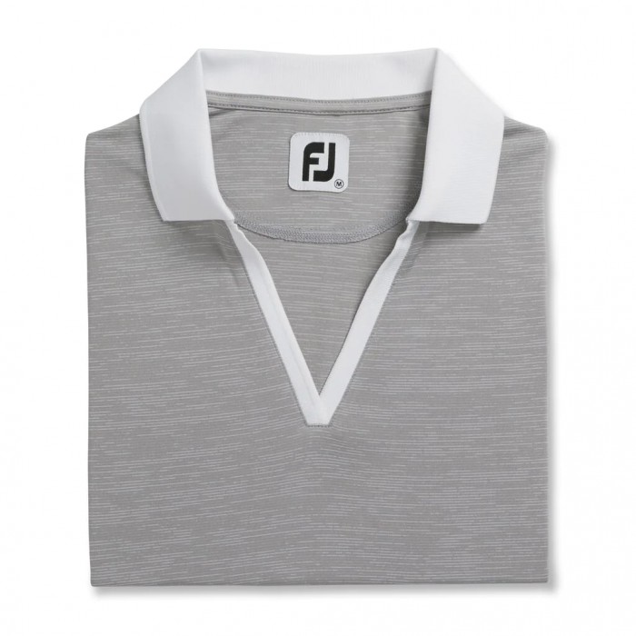 Grey / White Women\'s Footjoy Open Placket Space Dye Shirts | US-03612CG