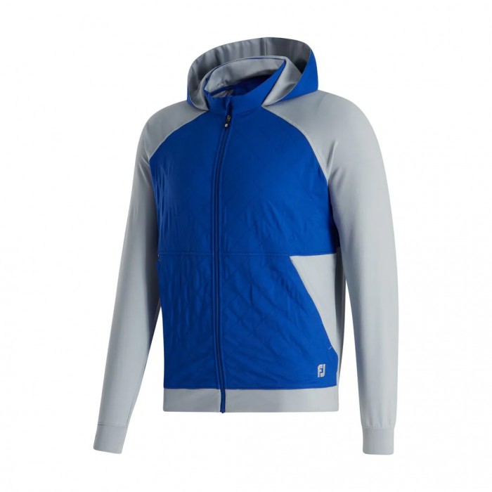 Heather Grey / Royal Men\'s Footjoy Hybrid Hoodie | US-47215GT