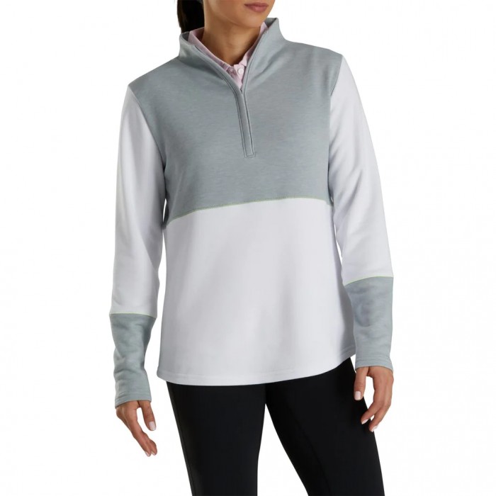 Heather Grey / White Women's Footjoy Half-Zip Piece Block Mid-Layer Jacket | US-87513WK