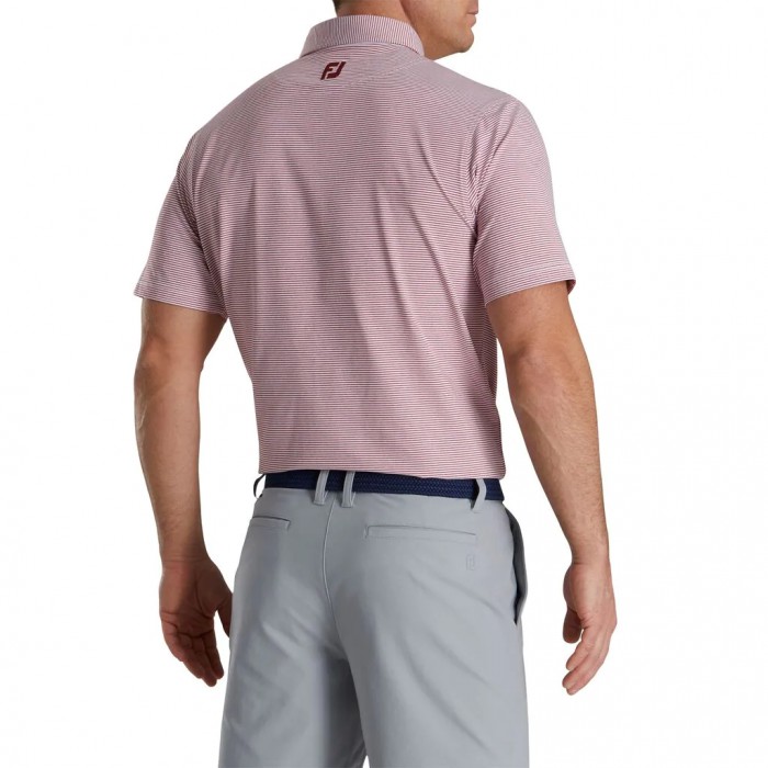 Heather Merlot / White Men's Footjoy Feeder Stripe Lisle Buttondown Collar Shirts | US-56372KQ