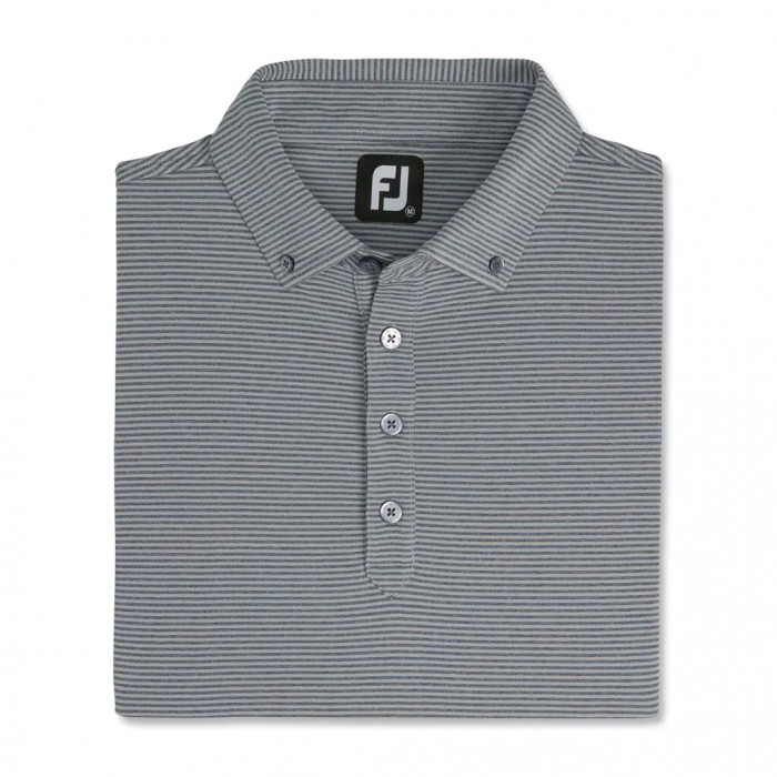 Heather Smoke / Heather Grey Men\'s Footjoy Feeder Stripe Jersey Buttondown Collar Shirts | US-83942I