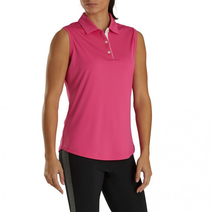 Hot Pink Women's Footjoy ProDry Interlock Sleeveless Self Collar Shirts | US-38725NB