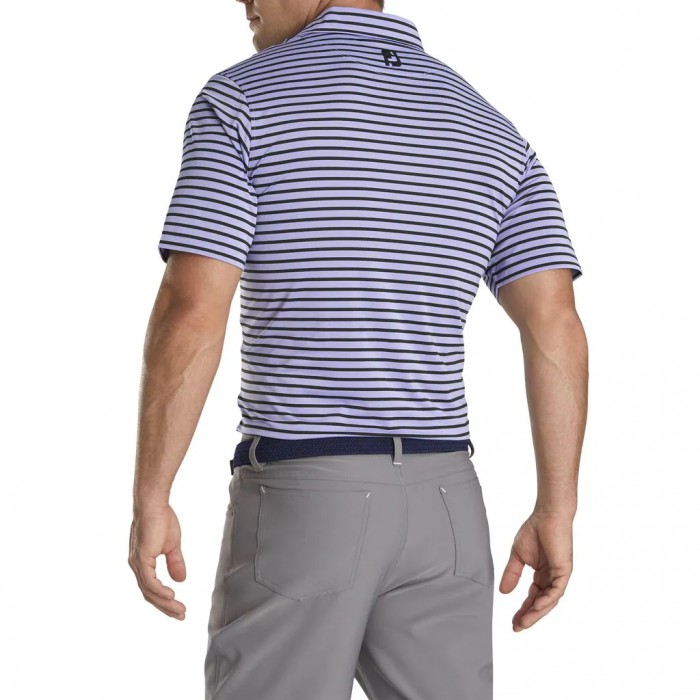 Lavender / Black Men's Footjoy Lisle 2-Color Stripe Self Collar Shirts | US-89251UH