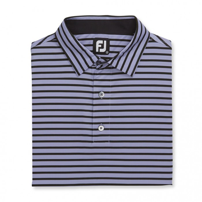 Lavender / Black Men\'s Footjoy Lisle 2-Color Stripe Self Collar Shirts | US-89251UH