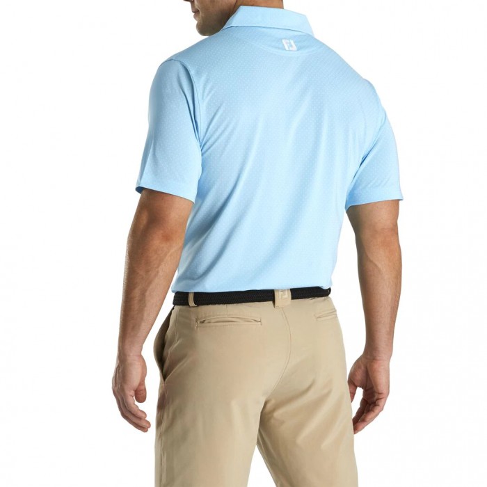 Light Blue Men's Footjoy Stretch Lisle Dot Print Self Collar Shirts | US-03425MQ