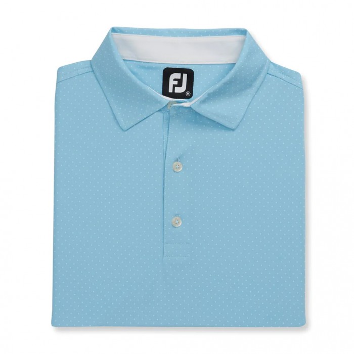Light Blue Men\'s Footjoy Stretch Lisle Dot Print Self Collar Shirts | US-03425MQ
