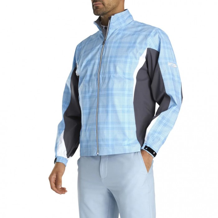 Light Blue Plaid / Charcoal Men's Footjoy HydroLite Jacket | US-12356WJ