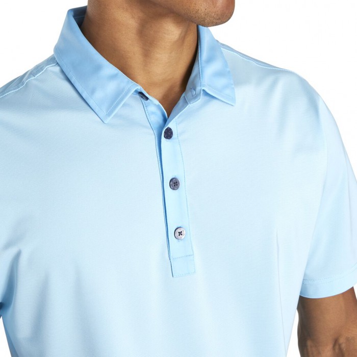 Light Blue / White Men's Footjoy Athletic Fit Lisle End-On-End Self Collar Shirts | US-89435TA