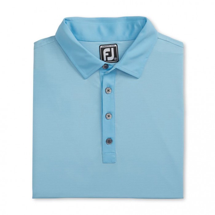 Light Blue / White Men\'s Footjoy Athletic Fit Lisle End-On-End Self Collar Shirts | US-89435TA