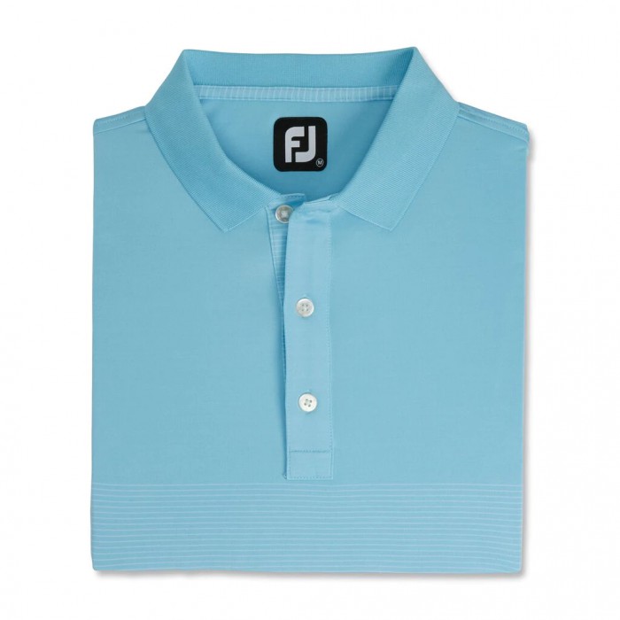 Light Blue / White Men\'s Footjoy Lisle Engineered Pin Stripe Self Collar Shirts | US-71894WN