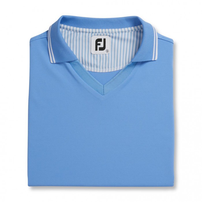 Light Blue Women\'s Footjoy Limited Edition Open Collar Shirts | US-67083RD