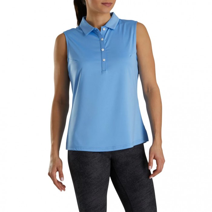 Light Blue Women's Footjoy Solid Lisle Sleeveless Shirts | US-20384LF