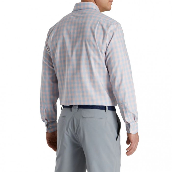 Light Pink / Mist Men's Footjoy Gingham Stretch Cotton Shirts | US-56073GT