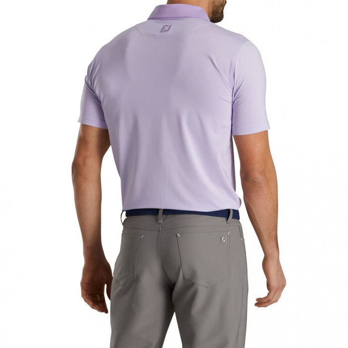 Lilac / White Men's Footjoy Athletic Fit Lisle End-On-End Self Collar Shirts | US-79153HW