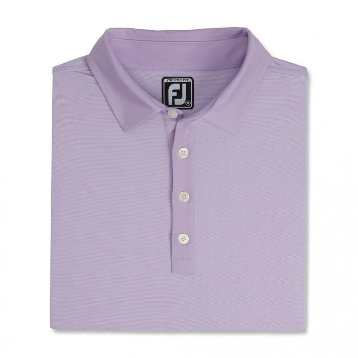 Lilac / White Men\'s Footjoy Athletic Fit Lisle End-On-End Self Collar Shirts | US-79153HW