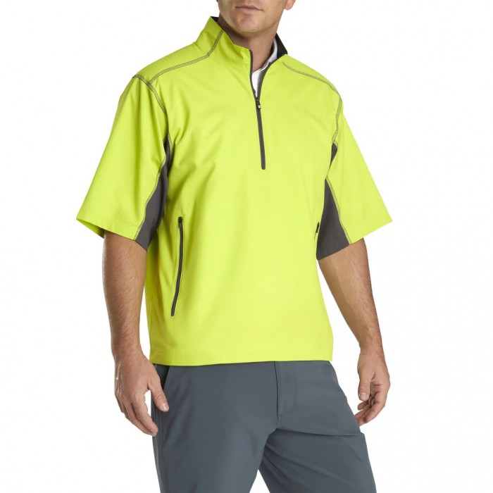 Lime / Charcoal Men's Footjoy Short Sleeve Sport Windshirt | US-83157HR