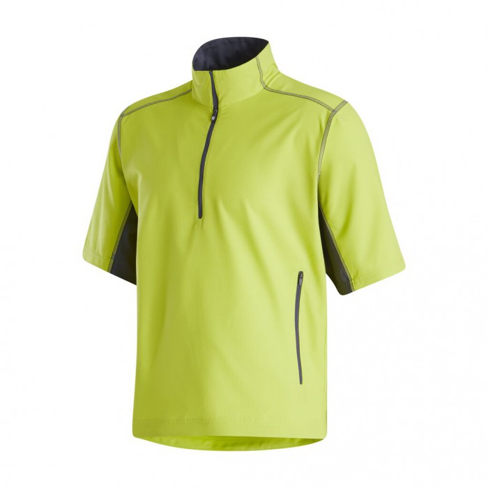 Lime / Charcoal Men\'s Footjoy Short Sleeve Sport Windshirt | US-83157HR