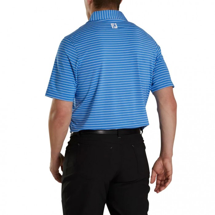 Marine / White Men's Footjoy Athletic Fit Classic Stripe Self Collar Shirts | US-34720RH