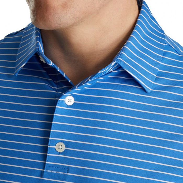 Marine / White Men's Footjoy Athletic Fit Classic Stripe Self Collar Shirts | US-34720RH