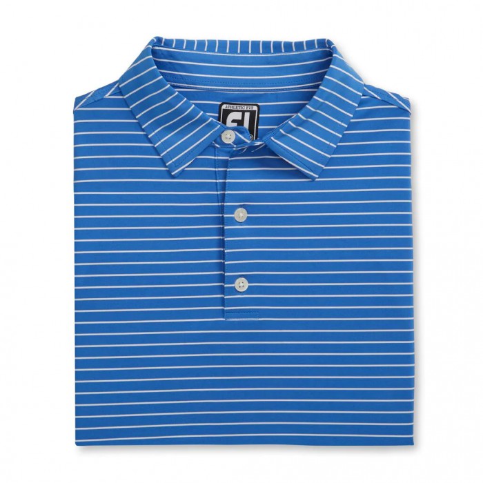 Marine / White Men\'s Footjoy Athletic Fit Classic Stripe Self Collar Shirts | US-34720RH