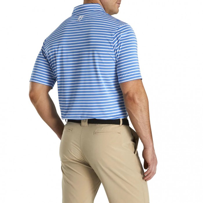 Marine / White Men's Footjoy Lisle 2-Color Stripe Self Collar Shirts | US-41702ZS