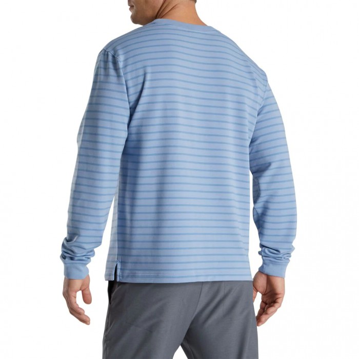 Mist / Wedgewood Men's Footjoy Jersey Fleece Striped Crewneck Jacket | US-21087PT