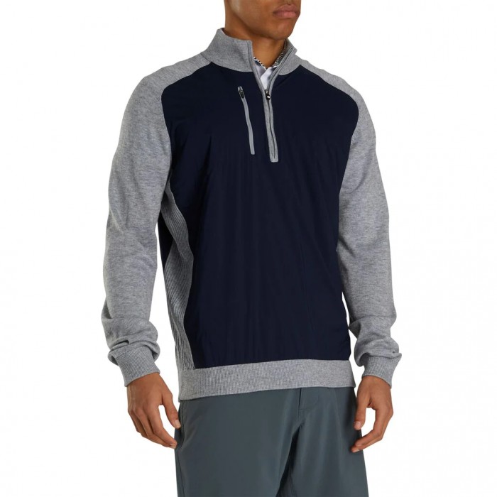Navy / Heather Grey Men's Footjoy Tech Sweater Jacket | US-90348VP